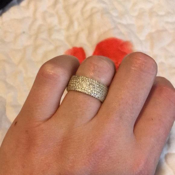 Sterling silver and 18kt gold plated pave band - Picture 3 of 9